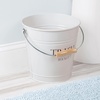 image:imageiDesign Metal Pail Trash Can for Bathroom Bedroom Home Office Dorm 1075 x 1075 x 105 White Finish with Vintage Black LetteringWhite