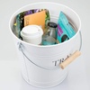 image:imageiDesign Metal Pail Trash Can for Bathroom Bedroom Home Office Dorm 1075 x 1075 x 105 White Finish with Vintage Black LetteringWhite