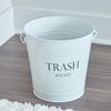 image:imageiDesign Metal Pail Trash Can for Bathroom Bedroom Home Office Dorm 1075 x 1075 x 105 White Finish with Vintage Black LetteringWhite