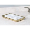 image:imageiDesign Metal Vanity Tray NonSlip Guest Towel Board for Bathroom Kitchen Office Craft Room Countertops Closets 65 x 10 x 1 Brushed Stainless Steel  NonSlip For Bathroom Kitchen Office Craft Room Guest Towel Board Countertops ClosetsSoft Brass
