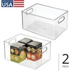 image:imageiDesign Pantry Organizer Bins with Handles Set of 2 Clear  Storage for Cabinets or Fridge