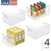 image:imageiDesign Pantry Organizer Bins with Handles Set of 4 Clear  Storage for Cabinets or Fridge
