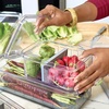 image:imageiDesign Plastic Crisp Divided Fruit and Vegetable Storage with Easy to Grip Integrated Handles Designed to Keep Food Fresh Longer 832 x 632 x 376 2 Section  Easy to Grip Integrated Handles Keeps Food Fresh LongerPack of 6