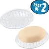 image:imageiDesign Plastic Soap Saver Holder Tray Set of 2 Clear  For Bathroom Counter For Shower For KitchenSet of 2