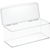 image:imageiDesign Plastic Stackable HingedLid Storage Box Set of 6 Clear  For Kitchen For Bathroom For OfficePack of 1