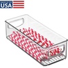 image:imageiDesign Plastic Stackable Pantry Bin Clear  Storage Bin with Handles For Cabinets or FridgePack of 1