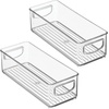 image:imageiDesign Plastic Stackable Pantry Bin Clear  Storage Bin with Handles For Cabinets or FridgePack of 2