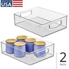 image:imageiDesign Plastic Stackable Pantry Bin Set of 2 Clear  Organizer Bin with Handles For Cabinets or FridgePack of 2