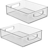 image:imageiDesign Plastic Stackable Pantry Bin Set of 2 Clear  Organizer Bin with Handles For Cabinets or FridgePack of 2