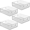 image:imageiDesign Plastic Stackable Pantry Bin Set of 2 Clear  Organizer Bin with Handles For Cabinets or FridgePack of 4