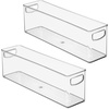 image:imageiDesign Plastic Stackable Pantry Bin Set of 2 Clear  Storage Bin with Handles For Cabinets or Fridge16 x 4 x 5
