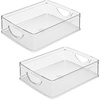 image:imageiDesign Plastic Stackable Pantry Bin Set of 2 Clear  Storage Bin with Handles For Cabinets or FridgePack of 1