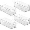 image:imageiDesign Plastic Stackable Pantry Bin with Handles Set of 4 Clear  For Kitchen Cabinets or Fridge Made in USAPack of 4