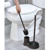 image:imageiDesign Plastic Toilet Bowl Plunger Set Slim Compact Combo 75 x 6 x 19 White and Brushed Stainless Steel  Slim Compact Combo Cleaner Storage 75 x 6 x 19 Ideal for Master Kids Guest Office BathroomBlack