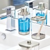 image:imageiDesign Plastic Toothbrush Holder with Three Divided Compartments The Ilyse Collection  425 x 64 x 345 Clear amp Brushed NickelPack of 1