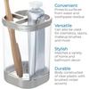 image:imageiDesign Plastic Toothbrush Holder with Three Divided Compartments The Ilyse Collection  425 x 64 x 345 Clear amp Brushed NickelPack of 1
