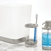 image:imageiDesign Plastic Toothbrush Holder with Three Divided Compartments The Ilyse Collection  425 x 64 x 345 Clear amp Brushed NickelPack of 2