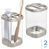 image:imageiDesign Plastic Toothbrush Holder with Three Divided Compartments The Ilyse Collection  425 x 64 x 345 Clear amp Brushed NickelPack of 2