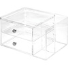 image:imageiDesign Plastic Vanity Compact Storage Set Compartments for Cosmetics Dental Supplies Hair Care Bathroom Dorm Desk Countertop Office 65 x 65 x 65 2 DrawerSide Organizer2 Drawers with Side Organizer