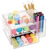 image:imageiDesign Plastic Vanity Compact Storage Set Compartments for Cosmetics Dental Supplies Hair Care Bathroom Dorm Desk Countertop Office 65 x 65 x 65 2 DrawerSide Organizer2 Drawers with Side Organizer
