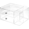 image:imageiDesign Plastic Vanity Compact Storage Set Compartments for Cosmetics Dental Supplies Hair Care Bathroom Dorm Desk Countertop Office 65 x 65 x 65 2 DrawerSide Organizer2 Drawers with Side Organizer