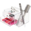 image:imageiDesign Plastic Vanity Compact Storage Set Compartments for Cosmetics Dental Supplies Hair Care Bathroom Dorm Desk Countertop Office 65 x 65 x 65 2 DrawerSide Organizer2 Drawers with Side Organizer