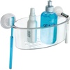 image:imageiDesign PowerLock Suction Shower Caddy Clear  Hanging Bathroom Organizer and StorageShower Basket Small