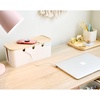 image:imageiDesign Recycled Plastic Cable Organizer Bin with Natural Wood Tray Lid  1362 x 568 x 544 Coconut
