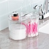 image:imageiDesign Round Plastic Canister Cosmetic Organizer with Top Tray Lid Clear  For Bathroom Vanity