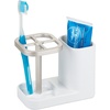 image:imageiDesign Sedona Ceramic Toothbrush and Toothpaste Holder for Bathroom Vanity Countertop or Medicine Cabinet 575 x 310 x 449 Satin WhiteNickel  For Bathroom Vanity Countertop or Medicine CabinetSatin