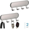 image:imageiDesign SelfAdhesive Stainless Steel Key Rack Set of 2 Brushed  4 Hooks Key Holder for WallPack of 2