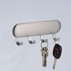 image:imageiDesign SelfAdhesive Stainless Steel Key Rack Set of 2 Brushed  4 Hooks Key Holder for WallPack of 4