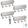 image:imageiDesign SelfAdhesive Stainless Steel Key Rack Set of 2 Brushed  4 Hooks Key Holder for WallPack of 4