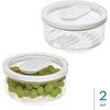 image:imageiDesign Small Round Fridge Produce Bin with Removable Drainage Tray and Lid  Set of 4  ClearPack of 2