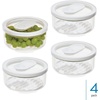 image:imageiDesign Small Round Fridge Produce Bin with Removable Drainage Tray and Lid  Set of 4  ClearPack of 4