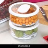 image:imageiDesign Small Round Fridge Produce Bin with Removable Drainage Tray and Lid  Set of 4  ClearPack of 4
