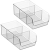 image:imageiDesign Stackable 3Section Divided Storage Bin Clear  For Pantry For Fridge For CabinetPack of 2