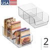 image:imageiDesign Stackable 3Section Divided Storage Bin Clear  For Pantry For Fridge For CabinetPack of 2