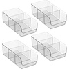 image:imageiDesign Stackable 3Section Divided Storage Bin Clear  For Pantry For Fridge For CabinetPack of 4