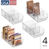 image:imageiDesign Stackable 3Section Divided Storage Bin Clear  For Pantry For Fridge For CabinetPack of 4