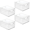 image:imageiDesign Stackable Clear Plastic Bin with Handles 2Pack  Kitchen Organizers and Storage For Fridge and PantryClear