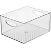 image:imageiDesign Stackable Clear Plastic Bin with Handles 2Pack  Kitchen Organizers and Storage For Fridge and PantryClear