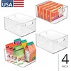 image:imageiDesign Stackable Clear Plastic Bin with Handles 2Pack  Kitchen Organizers and Storage For Fridge and PantryClear