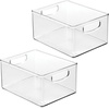image:imageiDesign Stackable Clear Plastic Bin with Handles 2Pack  Kitchen Organizers and Storage For Fridge and PantryClear