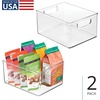 image:imageiDesign Stackable Clear Plastic Bin with Handles 2Pack  Kitchen Organizers and Storage For Fridge and PantryClear