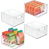 image:imageiDesign Stackable Clear Plastic Bin with Handles 2Pack  Kitchen Organizers and Storage For Fridge and PantryClear