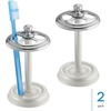 image:imageiDesign Steel Divided Toothbrush Holder Stand 325 x 325 x 575  Four Divided Compartments Brushed Nickel amp Polished ChromePearl WhiteChrome