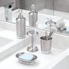 image:imageiDesign Steel Divided Toothbrush Holder Stand 325 x 325 x 575  Four Divided Compartments Brushed Nickel amp Polished ChromeSplit Finish