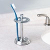 image:imageiDesign Steel Divided Toothbrush Holder Stand 325 x 325 x 575  Four Divided Compartments Brushed Nickel amp Polished ChromeSplit Finish