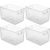 image:imageiDesign Storage Bins with Handles Set of 2 Clear  Organizer Bins For Kitchen Pantry Bathroom or Home OfficePack of 4